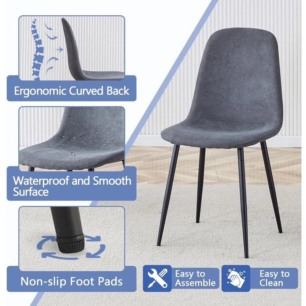 42"-54" Extendable Dining Room Table Set for 6, Round Dining Table Set for 6, White Kitchen Table with Upholstered Chairs