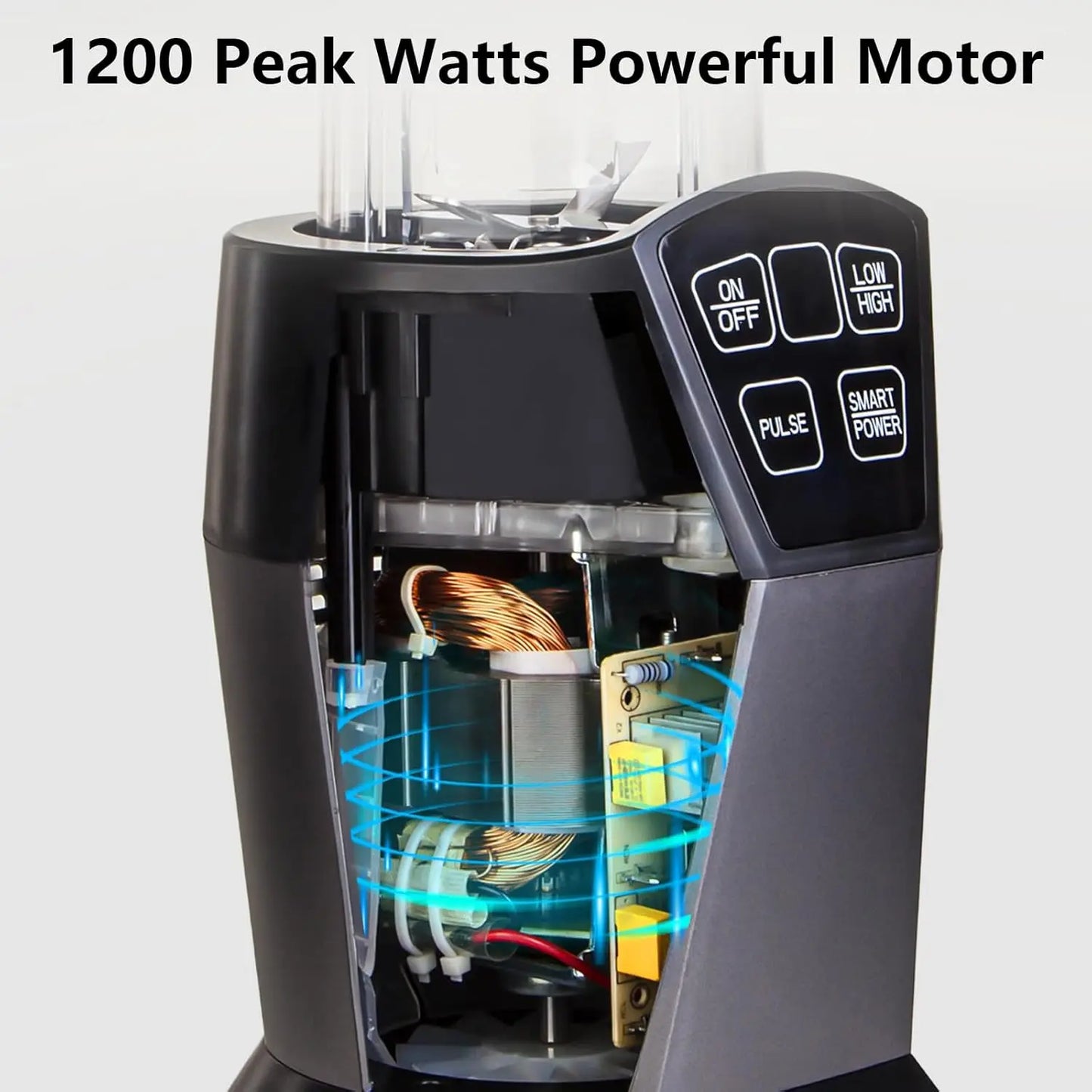 Blender with 1200W-Peak-Watts, Powerful Smoothie Blender Smart Technology Blended Frozen Fruit for Smoothies, with Two 28-oz To-