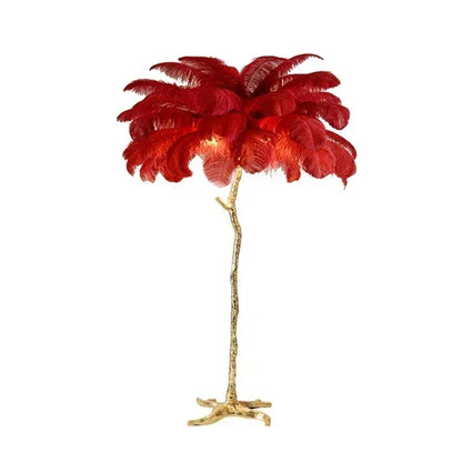 200cm Nordic Ostrich Feather Floor Lamp Resin Copper Living Room Home Decor Standing Light Indoor Lighting Bedroom Bedside Light