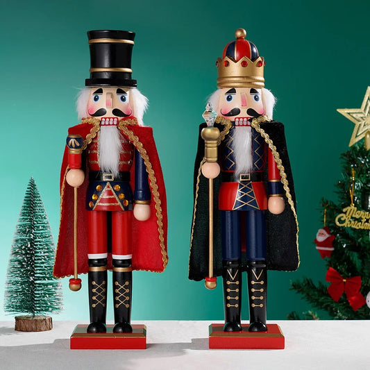 38CM 1Pcs Red Black nutcracker Cape Soldier Jane European Home Living Room tabletop decoration Christmas gift