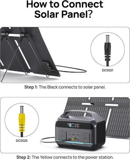 Portable Power Station 600W (1200W Surge) with 100W Solar Panel Included, 576Wh LiFePO4 Electric Generator, 1Hr, Customized