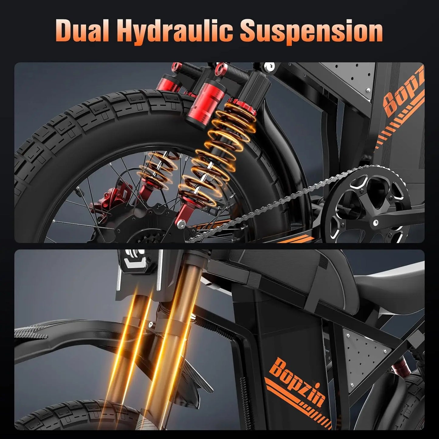 Bopzin Electric Mountain Dirt Bike M2000 60V 35Ah 3000W 20"x4 Off Road Fat Tire E-Bike Electric Bicycles Motorcycle for Adults