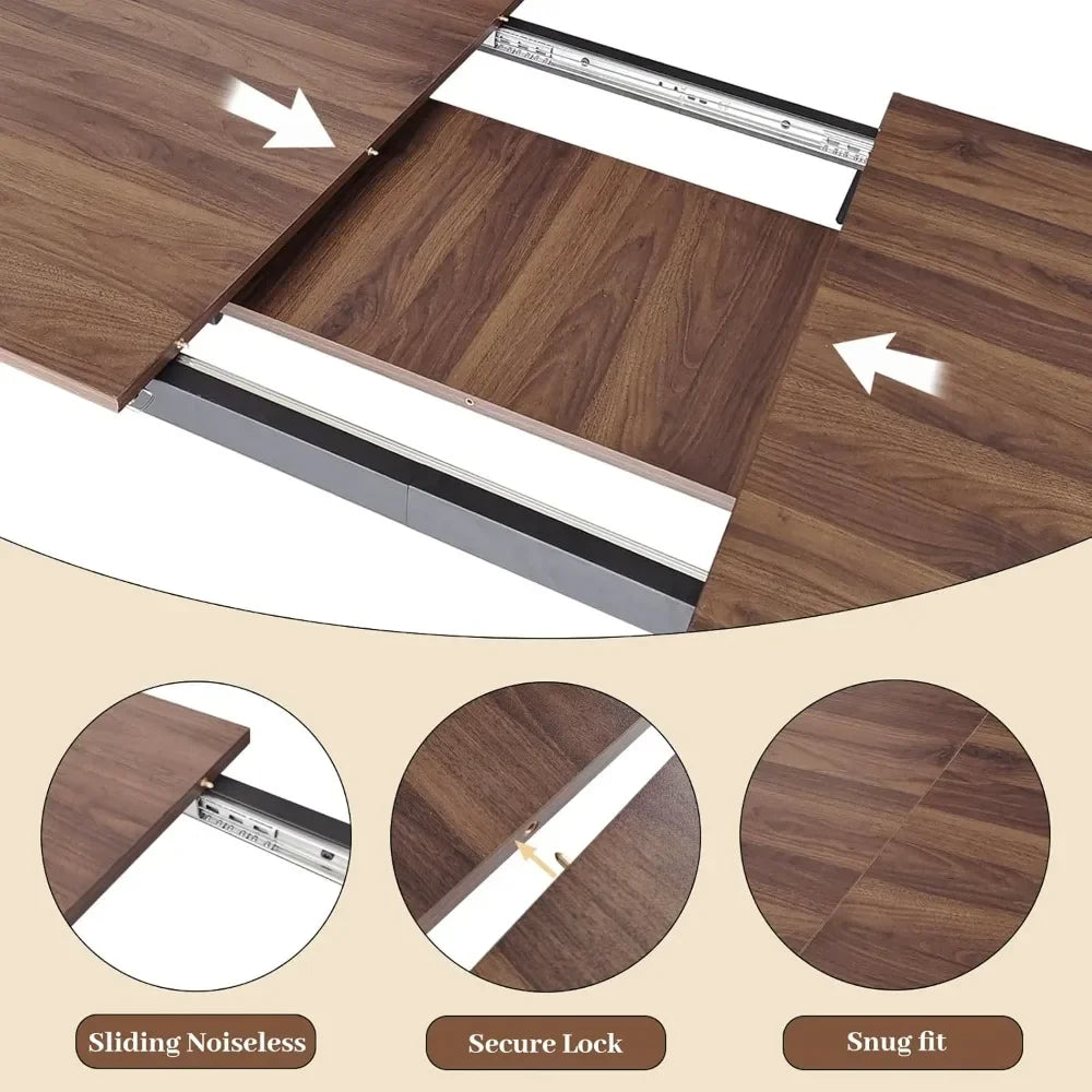 63"- 78.7" Extendable Dining Table Set for 6, Modern Kitchen Table with 6 Dining Chairs, Thickened Expandable Wooden Table