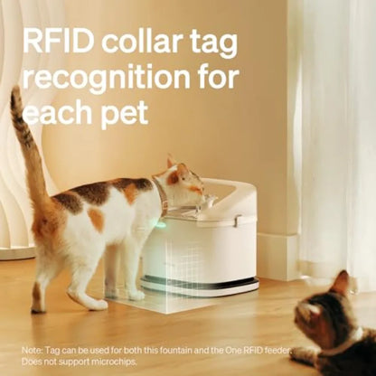RFID Automatic Cat Feeder Water Fountain Collar Tag Activated Personalized Feeding Fresh Water for Multi-Pet Homes Wi-Fi Progra