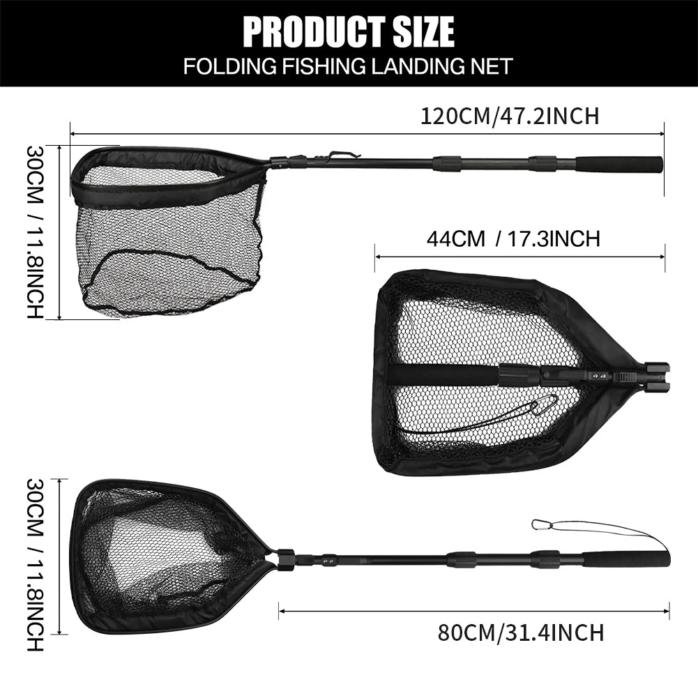 Floating Fishing Net Telescopic & Foldable Fish-Friendly for Salmon Fly Catfish Bass Trout Landing Net Easy Catch & Release