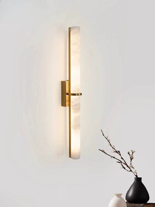 Minimalist Marble Wall Lamp New Chinese Style Living Room Sofa Background LED Staircase Corridor Bedroom All Copper Line Lamp