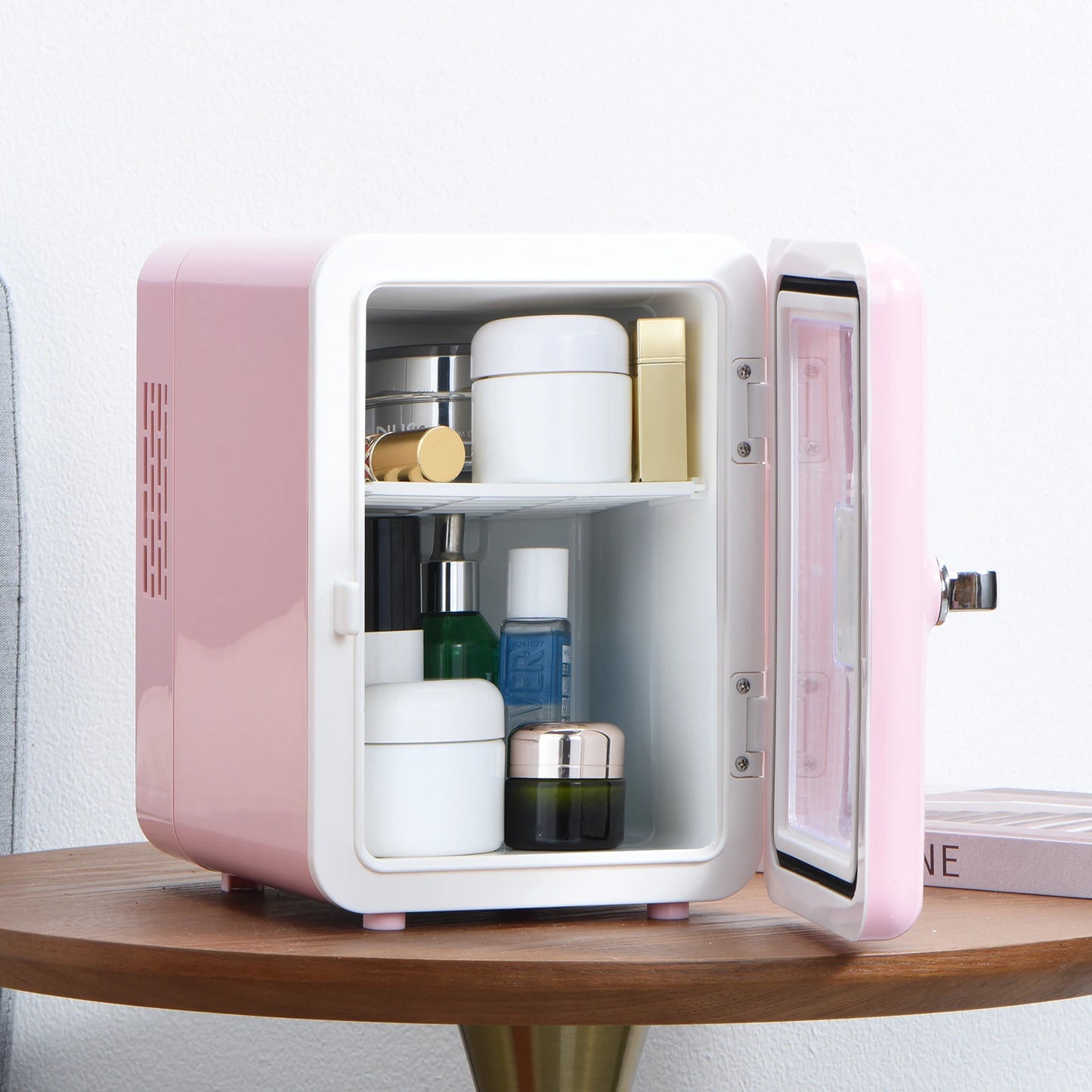 iceBlue Viewing Window Mini Fridge 4L/6Can Makeup Drink Dual-use Cooler Warmer Refrigerator for Camping Car Home Dormitory Gift