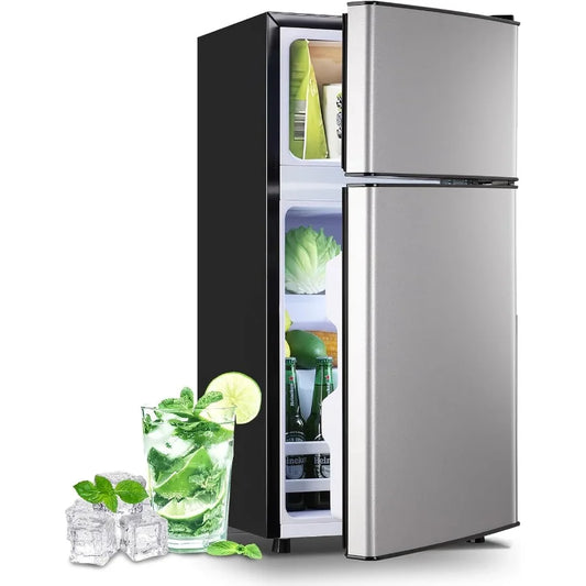 2.4 Cu.Ft Small Refrigerator with Freezer Featuring Removable Plastic Shelves Compact Design Ideal for Home Office Dormitory or