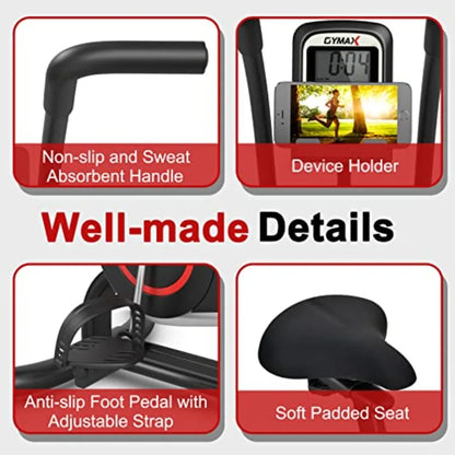 Upright Exercise Bike with Air Resistance and LCD Monitor for Home Gym Cardio Workout Adjustable Fitness Bike with Phone Holder