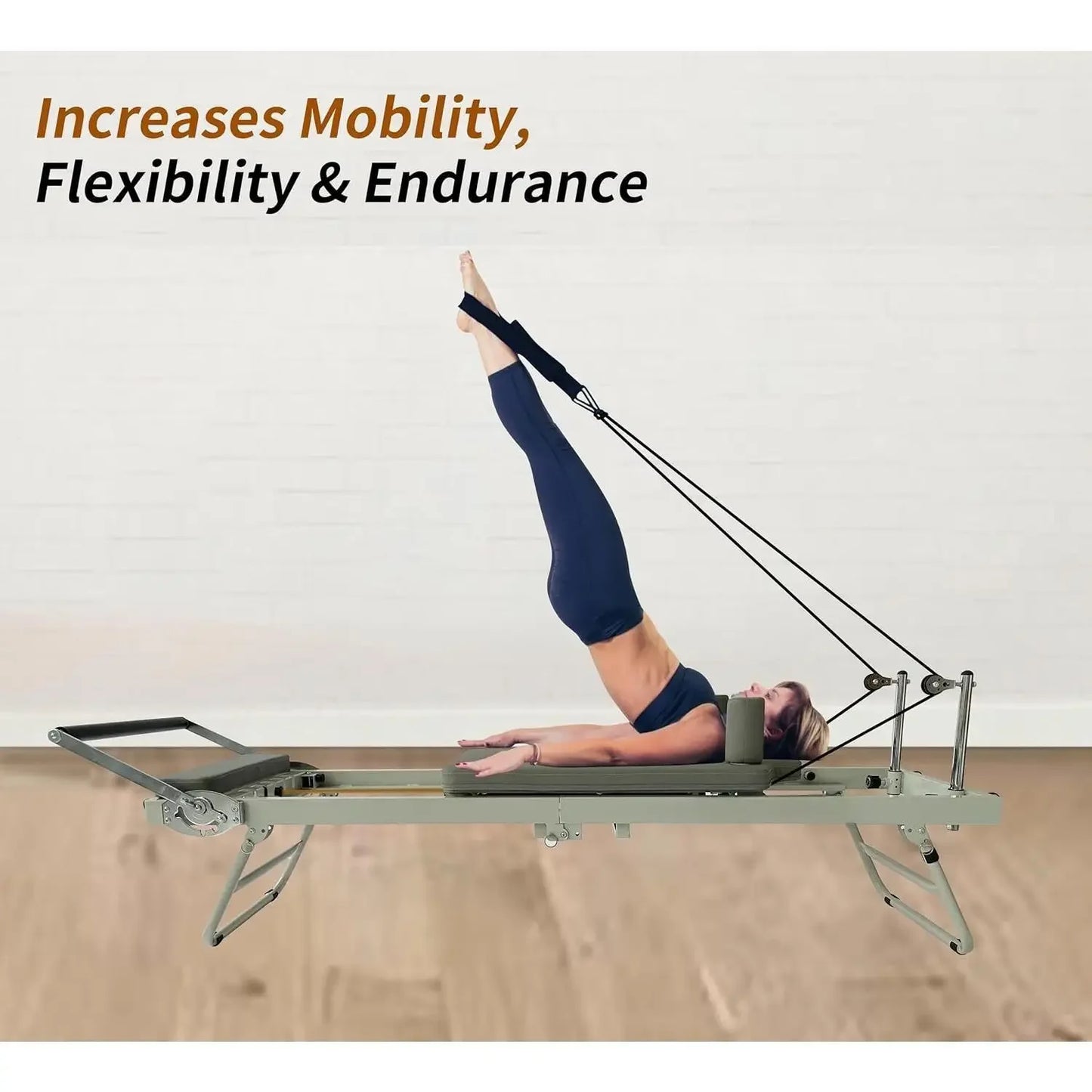 W-Pilates Reformer Machine Equipment with Springs & Cords for Home Workout, Foldable Pilates Equipment with Ju