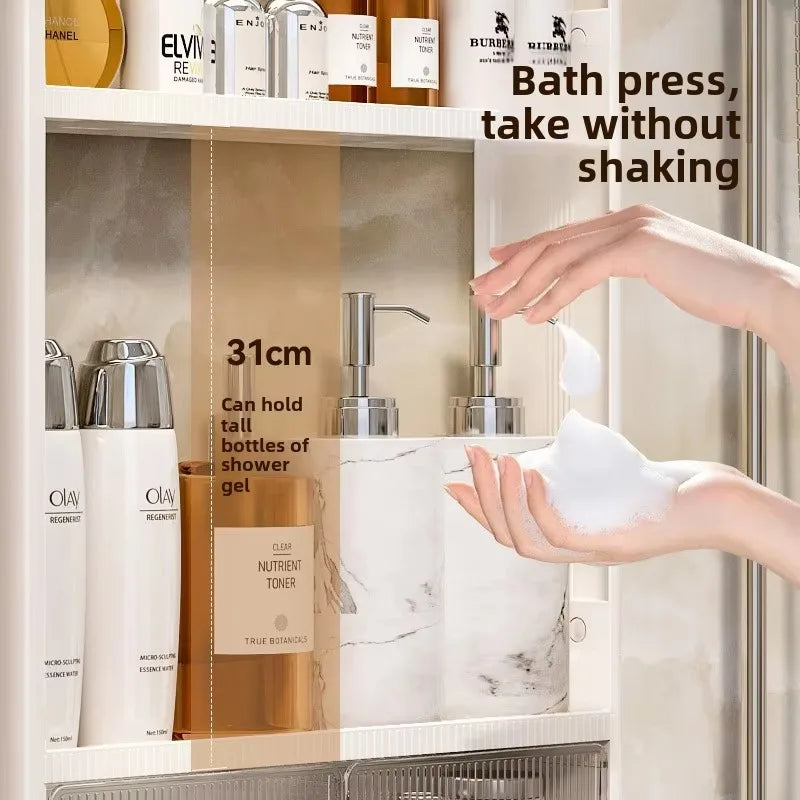 Bathroom Shelf Wall Mounted,Bathroom Wash Table Non Perforated Wall Mounted Skincare Product Storage Rack Bathroom Organizer