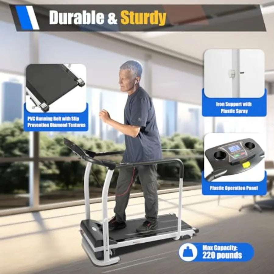 Treadmill with InclineFoldable Walking Treadmill with with Full Length Handrails and Heart Rate Measurement Recovery Fitness Eq
