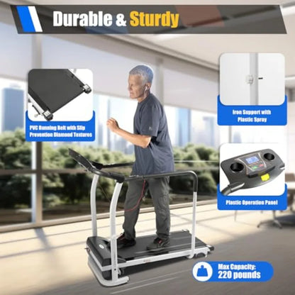 Treadmill with InclineFoldable Walking Treadmill with with Full Length Handrails and Heart Rate Measurement Recovery Fitness Eq