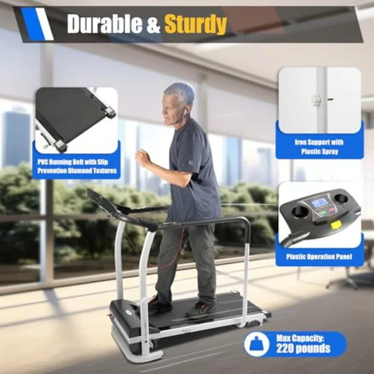 Treadmill with InclineFoldable Walking Treadmill with with Full Length Handrails and Heart Rate Measurement Recovery Fitness Eq