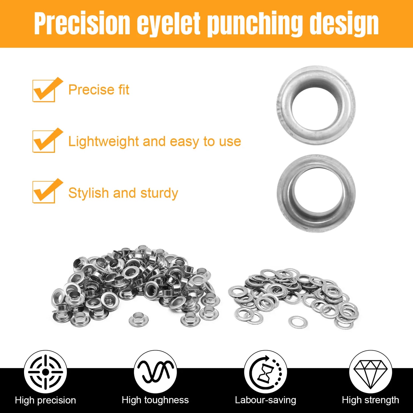 Semi-Automatic Grommet Machine Heavy Duty Hand Press Eyelet Grommet Machine Puncher Eyelet Tool with 5000PCS Grommet 10mm