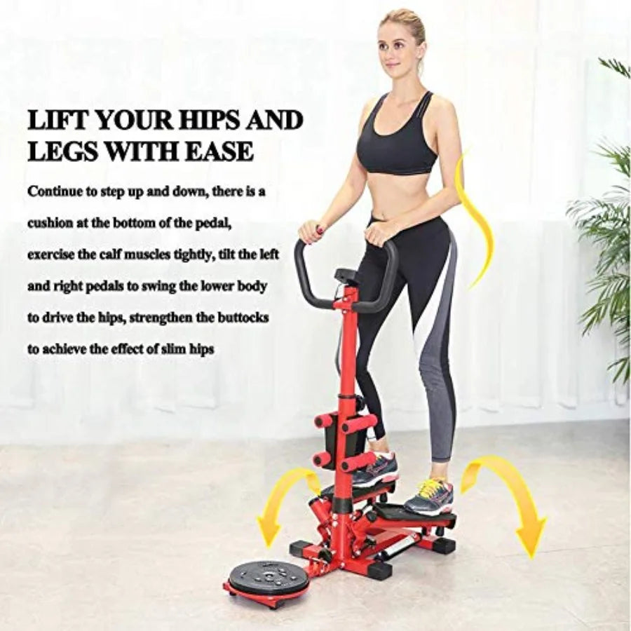 Multifunktions Indoor Stair Stepper Adjustable Climbing Machine Quiet Fitness Exercise Machine Folding Pedal Exerciser with Arm