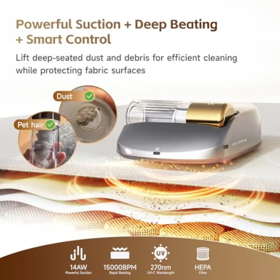 X1 Robot Bed Vacuum Automatic Mattress Vacuum Cleaner with Intelligent Path Planning UV-C Light HEPA Filter One-Click 100 Dust