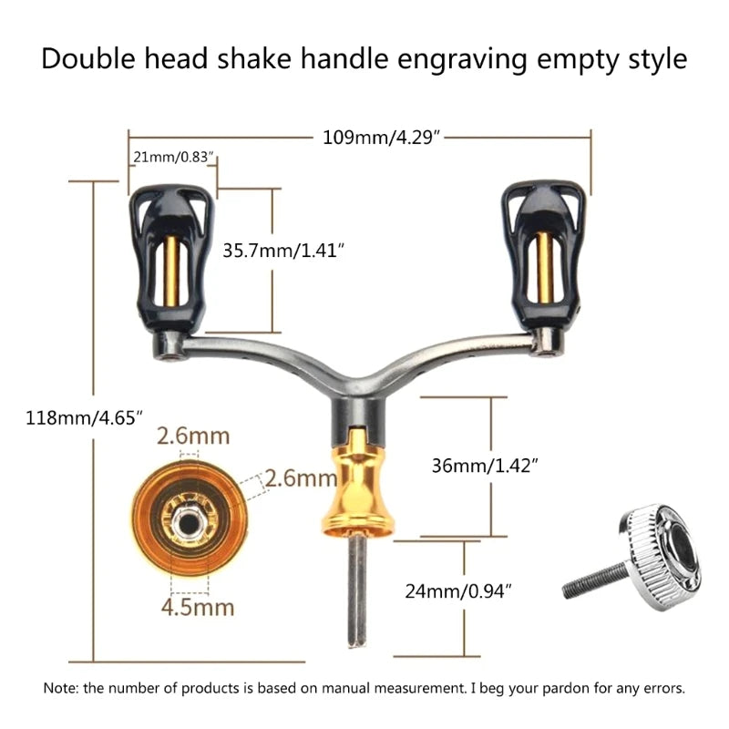 Fishing Reel Double Arm Fishing Reel Handle Arm Grip for Baitcasting Reel, Spinning Fishing Reel Handle