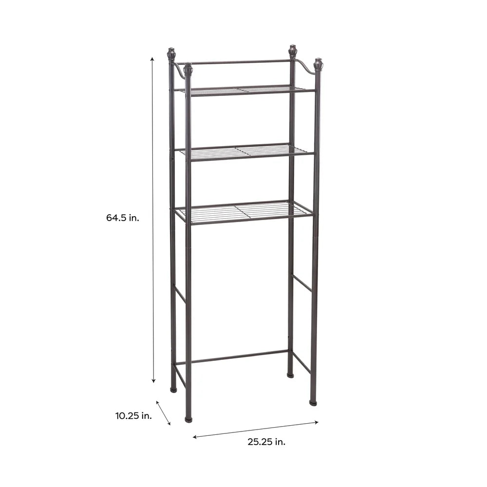 4 Tier Metal Storage Shelf Tower Bathroom Organizer Easy Assembly Freestanding Design Indoor Use Space Saving Solution