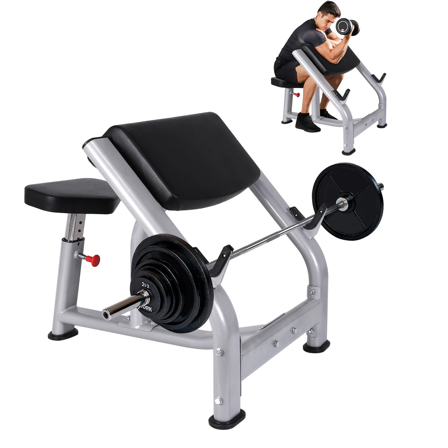 Preacher Curl Weight Bench Adjustable Bench Seat Seated Isolated Barbell Dumbbell Biceps Station for Home Gym Fitness Training