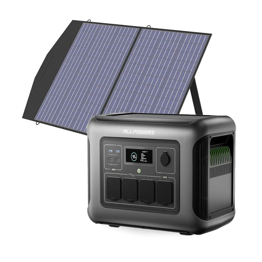 1600W 1056Wh Portable Power Station with 100W SP027 Solar Panel, R1500 LITE(Peak 3200w) Solar Generator, LiFePO4, Customized