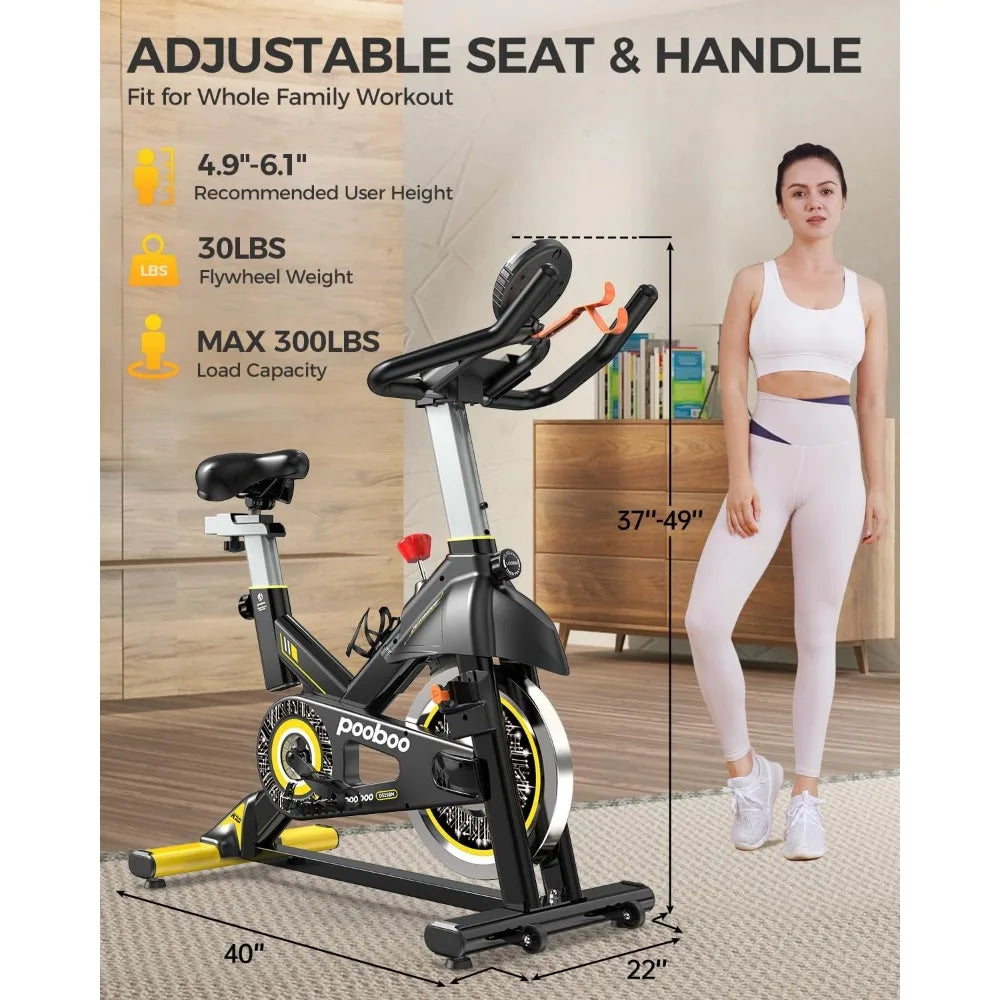 Exercise Bike, Adjustable Magnetic/Brake Pad Resistance Silent Belt Drive, Indoor Cycling Bike for Home Cardio, Fitness Station