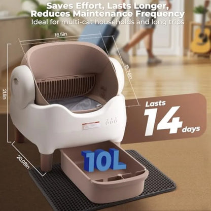 Self Cleaning Litter Box Automatic Cat Litter Box with APP Control Odor-Free Waste Disposal Includes Trash Bags Large Waste Bin
