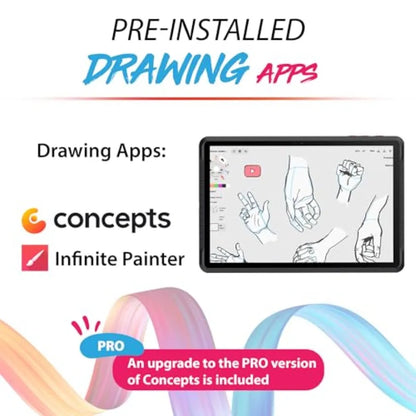 Standalone graphics tablet for artists: laminated 2K display Android 14 included stylus pen lifetime PRO drawing tutorials apps