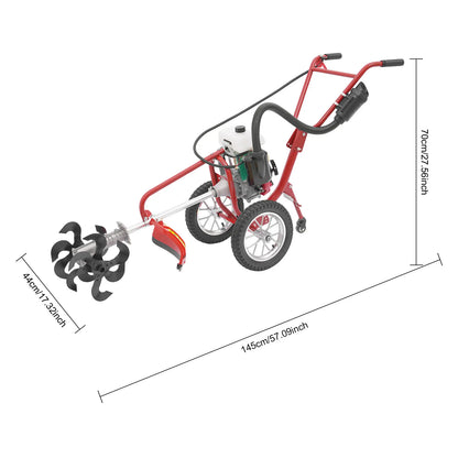 3 in 1 Gasoline Cultivator, 63cc 4HP Mini Cultivator, Micro Cultivator about 240rpm Speed for Plowing,Tilling,Furrowing,Weeding
