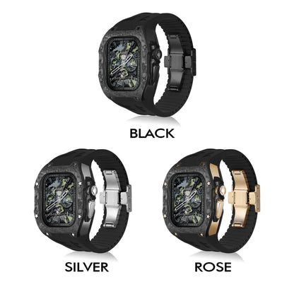 Modification Kit Carbon Fiber Case For Apple Watch Ultra 2 49mm Fluororubber Strap Luxury Mod Kit for iWatch Ultra 49MM