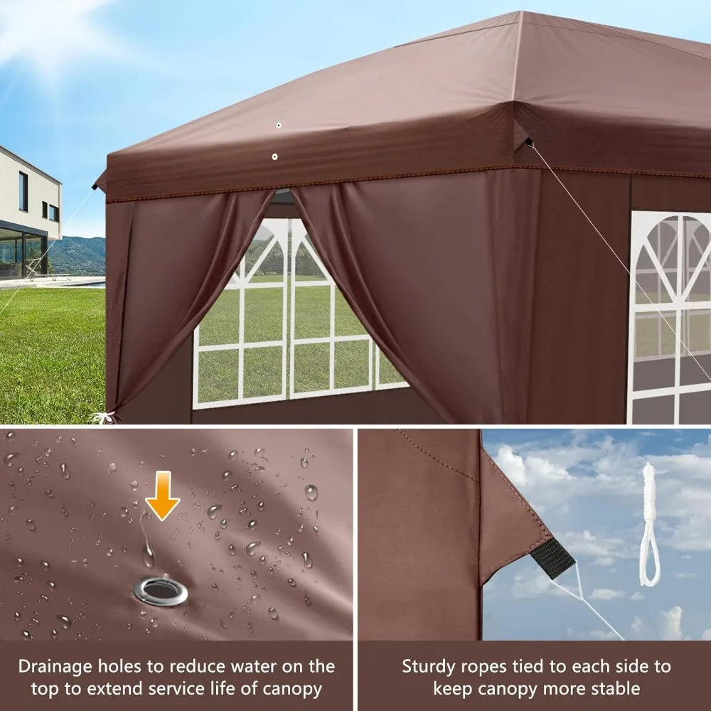 10x20ft Ez Pop Up Canopy, Portable Instant Canopy Tent with 4 SideWalls for Outdoor Events, Party, Wedding, Birthday,Graduation