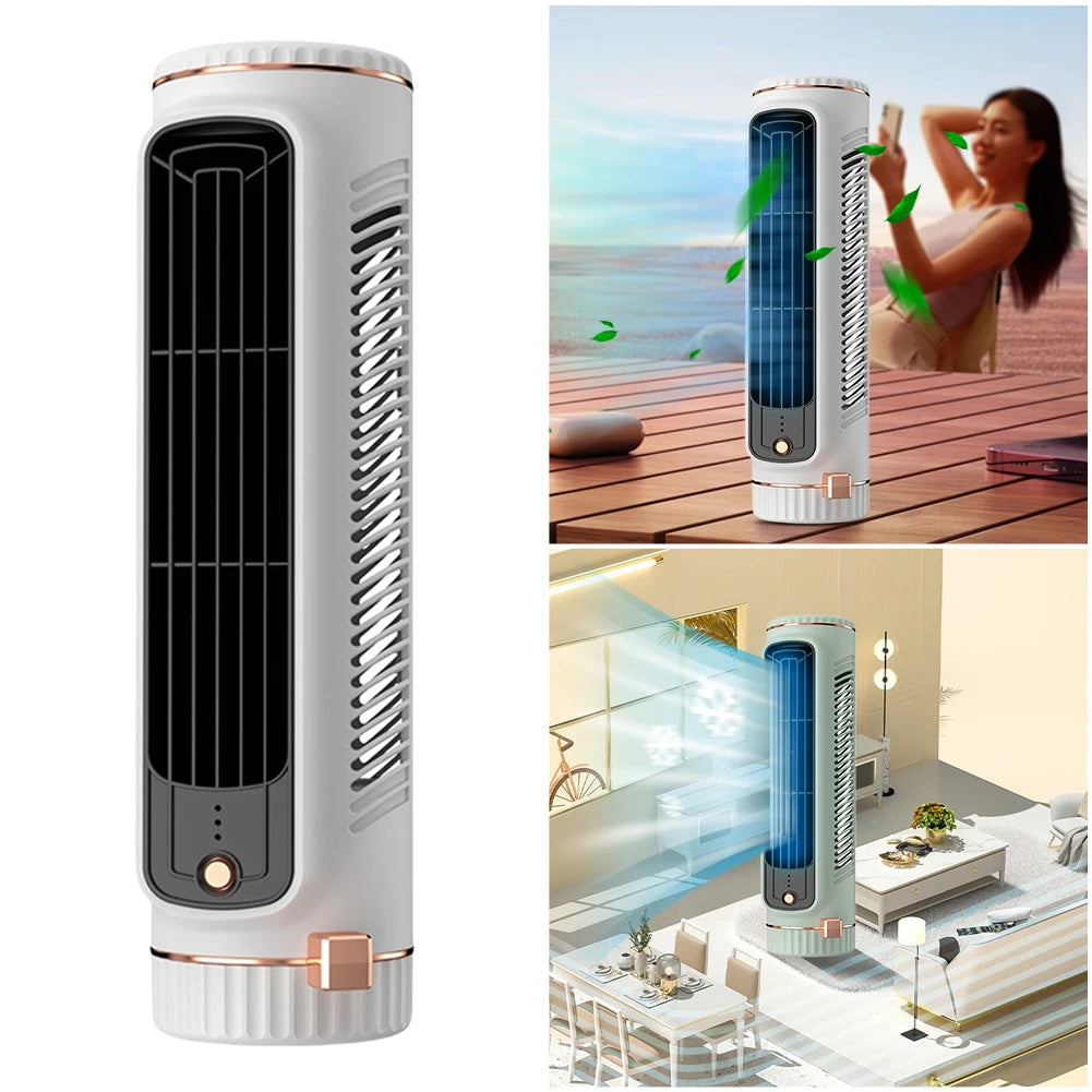 Tower Fan USB Charging Portable Air Conditioner Desktop Cooling Fan Bladeless Summer Fan for Home Bedroom