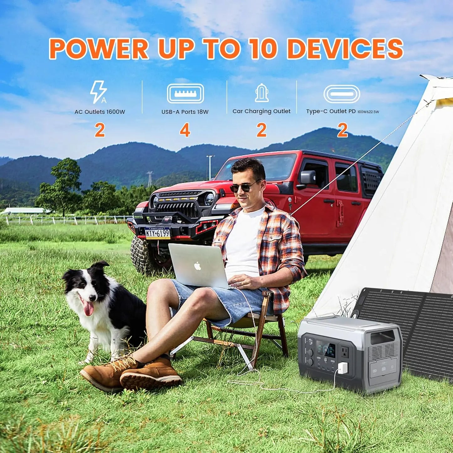 Portable Power Station,1024Wh LiFePO4 Battery, 1600W AC Outlets (2600W Surge),Solar Generator for Outdoor Camping