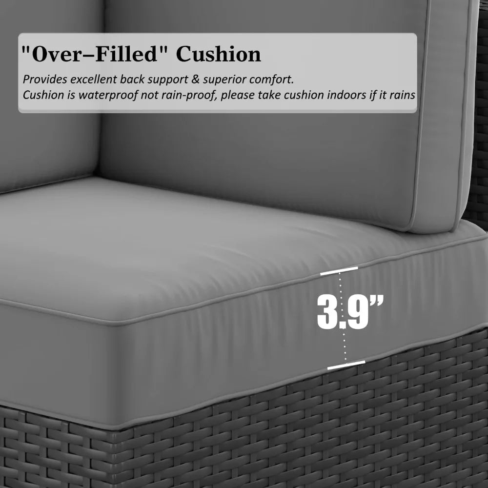 13 Pieces Outdoor Patio Furniture Set with 44" Fire Pit Table Rattan Sectional Sofa Conversation Sets