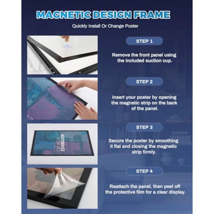 27 x 40 Inch Led Movie Poster Frame Backlit Poster Frame Light Box Display Wall Mounting Aluminum Profile Magnetic Frame for Mo