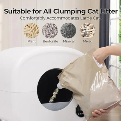 Extra Large Self-Cleaning Cat Litter Box for Multiple Cats with Odor-Free Technology App-Controlled Operation Ambient Light Was