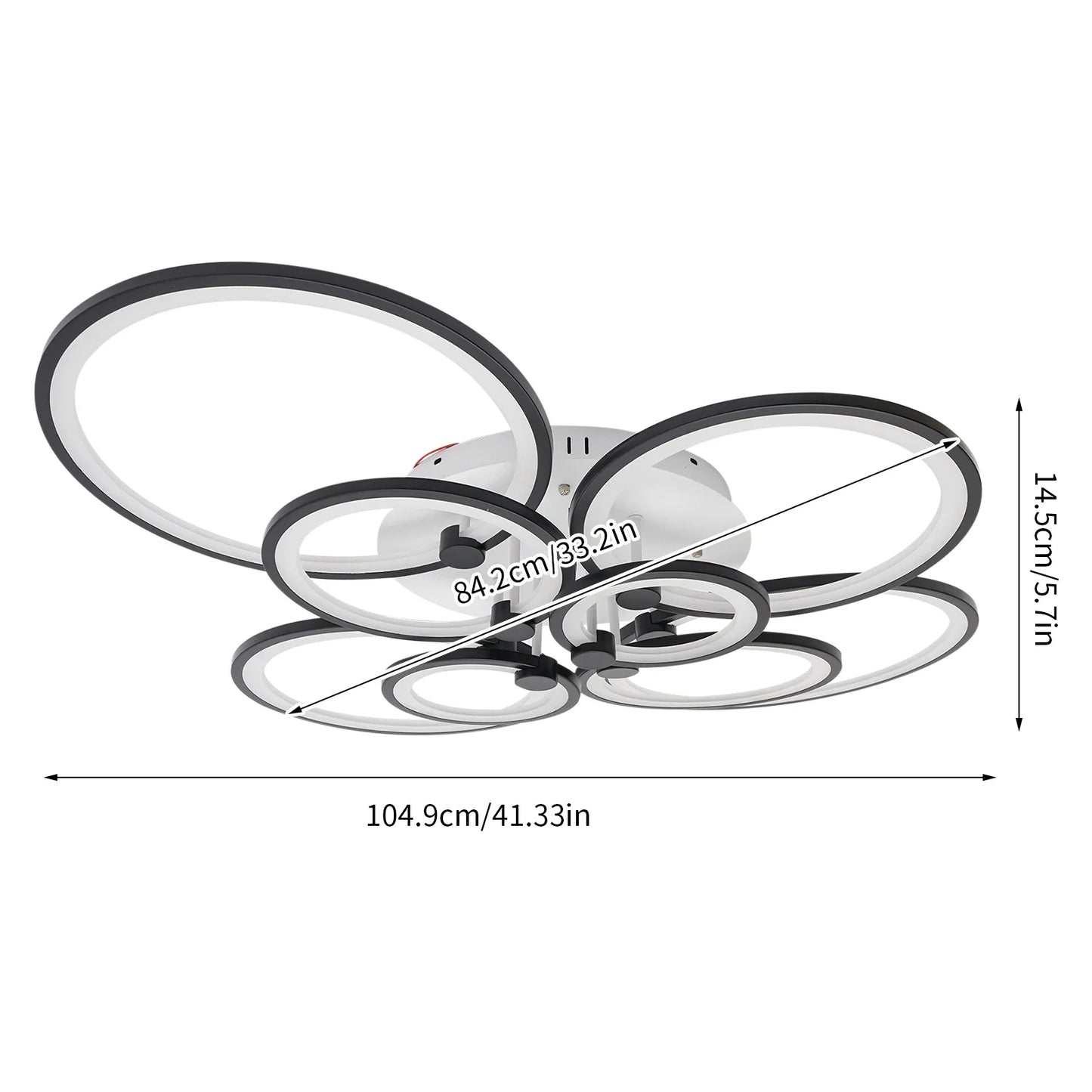 8 Light Modern LED Ceiling Light Fixture with Remote Control, Clear Acrylic Shade, Semi Flush Mount Chandelier for Dining Room