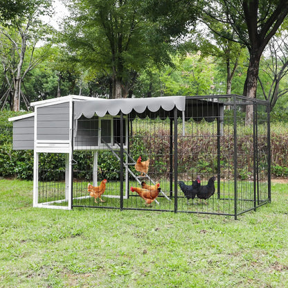 105" Outdoor Wooden Chicken Coop with Run Large Nesting Box Removable Tray Poultry Habitat Supplies, Customized