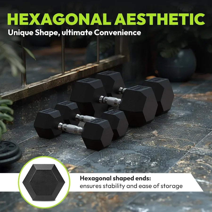 Hex Dumbbell Set 2.565 lb Rubber Encased Exercise Fitness Dumbbells Weights Dumbbells Set of 2 Hand Weight for Strength Trainin