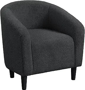 Accent Barrel Chair, Boucle Fabric Club Chair, Furry Sherpa Elegant Armchair with Cozy Soft Padded, Suitable for Living Room Be