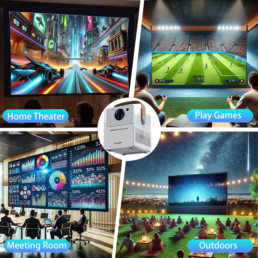 Portable Projector 4k 1920*1080P HD Resolution Intelligent Control 5G WiFi BT5.0 Home Theater Beamer Outdoor Movie LED Projector