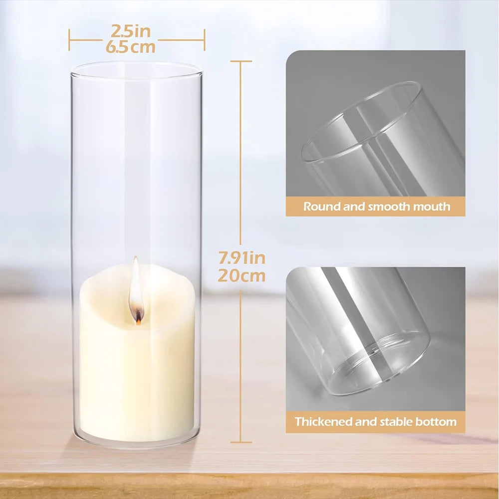 8 Inch Tall Glass Vases Bulk Clear Cylinder Flower Vases Transparent Candle Holder Glass Cylinder Vases Floral Plant Vase Bulk