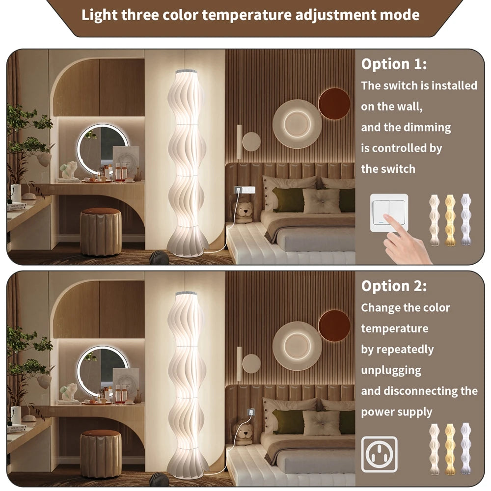 LED Dimmable Column Floor Lamp with Hula Skirt Design Shade,Tall Lamp Corner Light for Living Room, Bedroom or Office Decor.