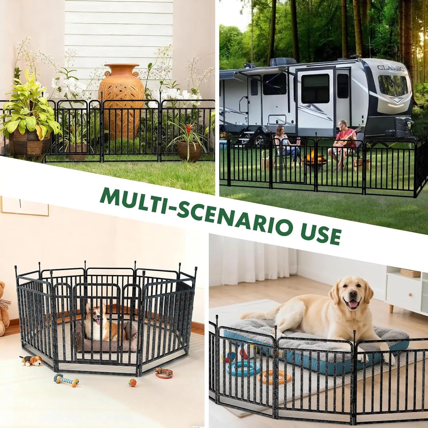 40" Height Dog Fence with 16 Panels, Portable Handle & Strap, Easy Setup for Indoor and Outdoor Pet Use