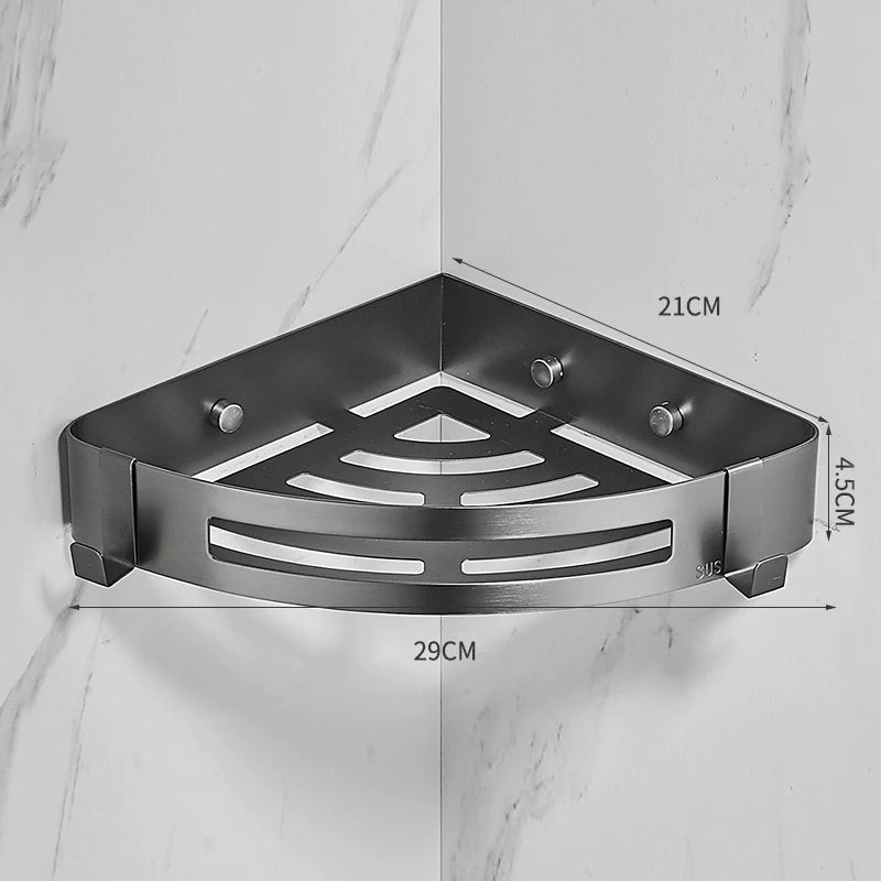 VGX Bathroom Shelf Shower Trangle Shelfes Corner Storage Rack Wall Mounted Shelves Stainless Steel Basket Kitchen Accessories
