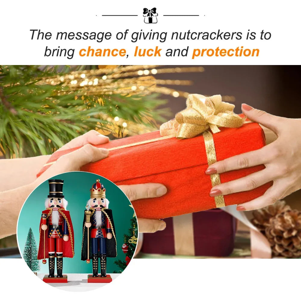 38CM 1Pcs Red Black nutcracker Cape Soldier Jane European Home Living Room tabletop decoration Christmas gift