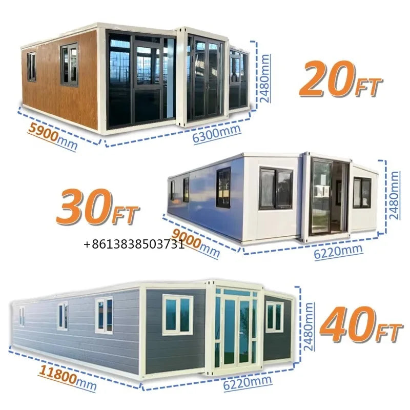 Prefabricated Container House Tiny Home 2 3 Bedrooms Steel Cabin Prefab House 20ft 40ft Portable Modular Mobile Garden Rooms