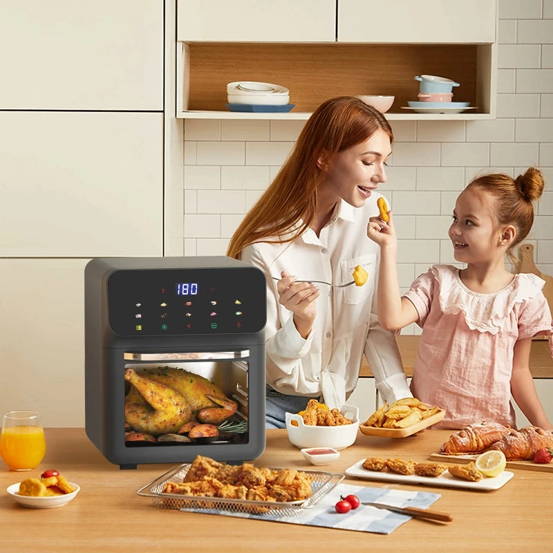 10L Air Fryer Large Capacity Oil-free Fryers Automatic Household Kitchen 360°Baking Convection Oven Deep Fryer without Oil