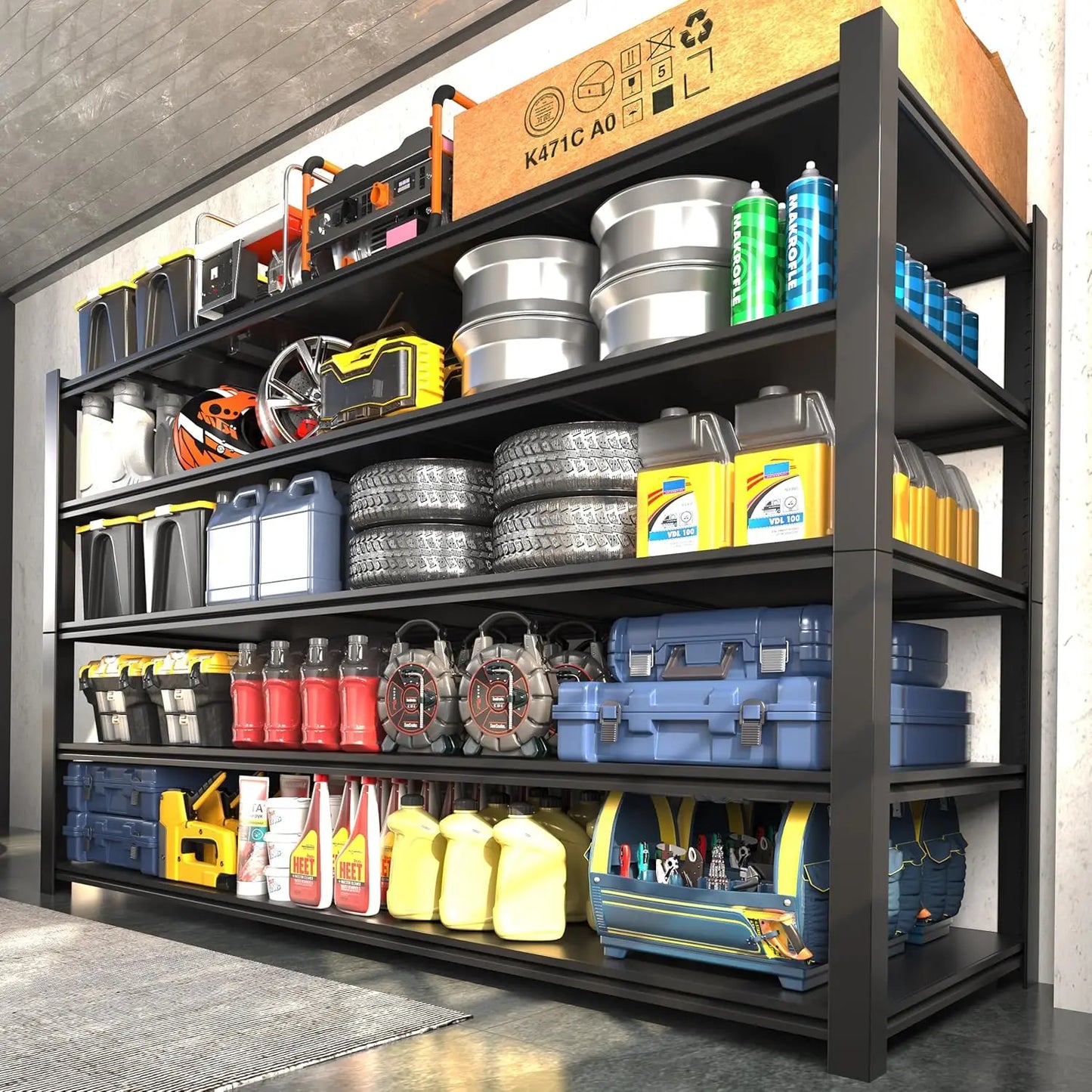 5000LBS Garage Shelving Heavy Duty Metal Shelves ,Storage Shelves Adjustable 5 Tier Metal Shelves for Garage, Customized