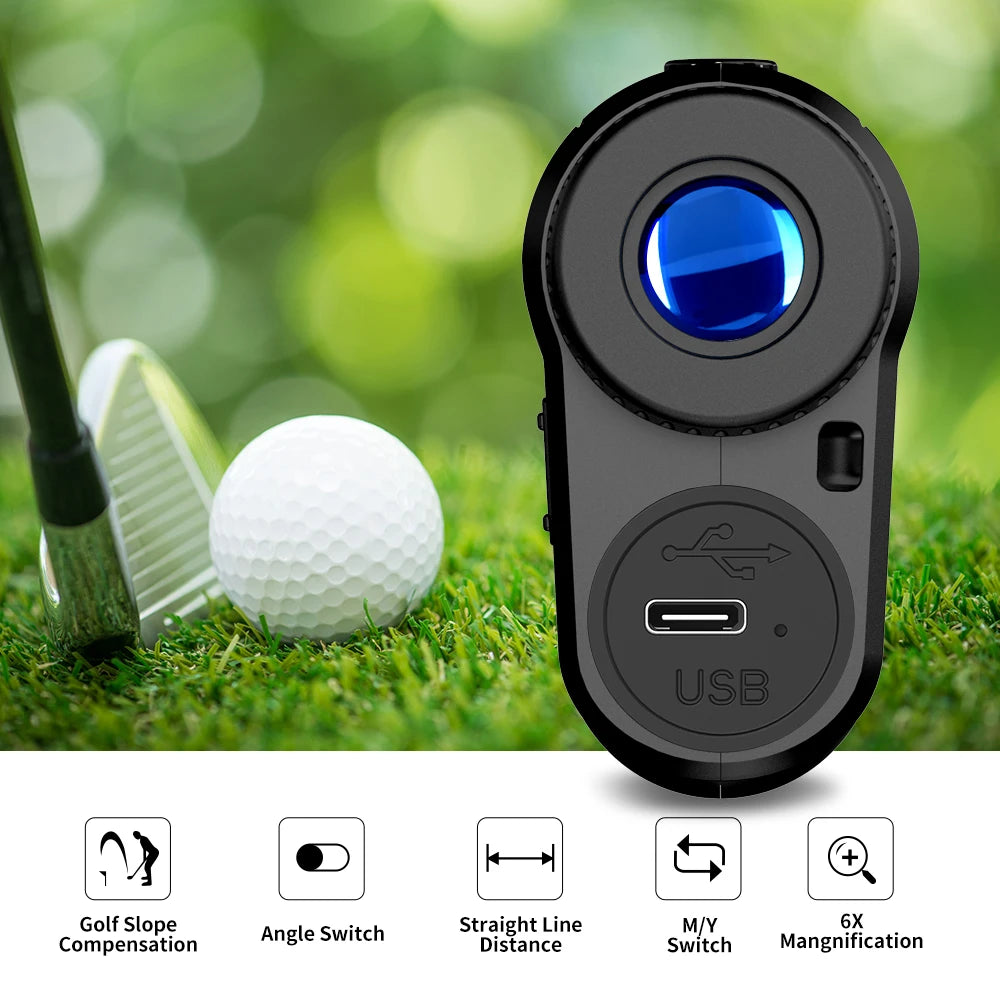 600Yds Multifunctional Golf Rangefinder with Flag Lock Vibration and Slope-Compensated Distance, Rechargeable Battery for Golf